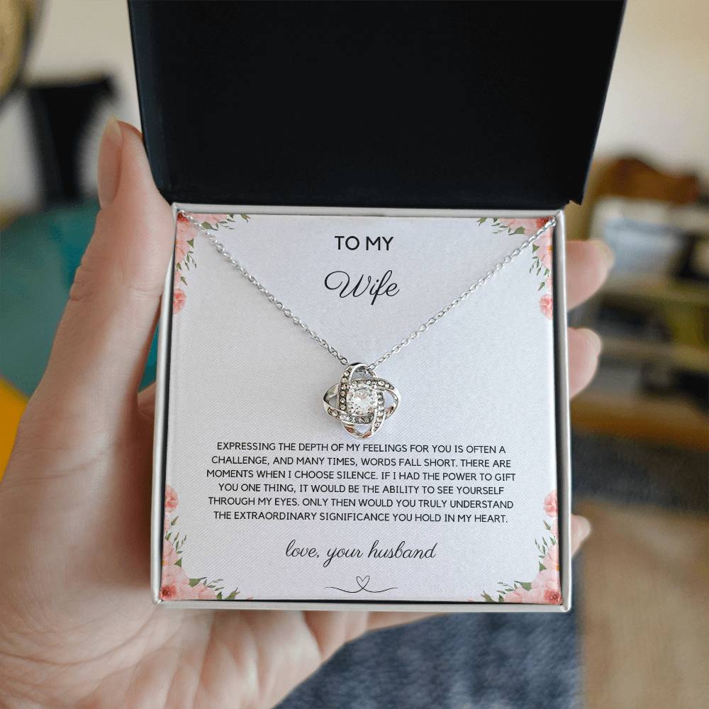 To My Wife - Woven With Love - Love Knot Necklace - Love Your Husband