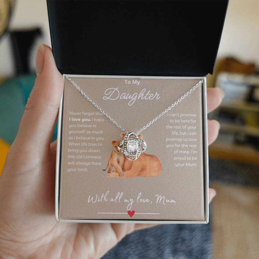 To My Daughter - Never Forget That I Love You - Love Knot Necklace - Love From Mum  (FREE GIFT BAG)