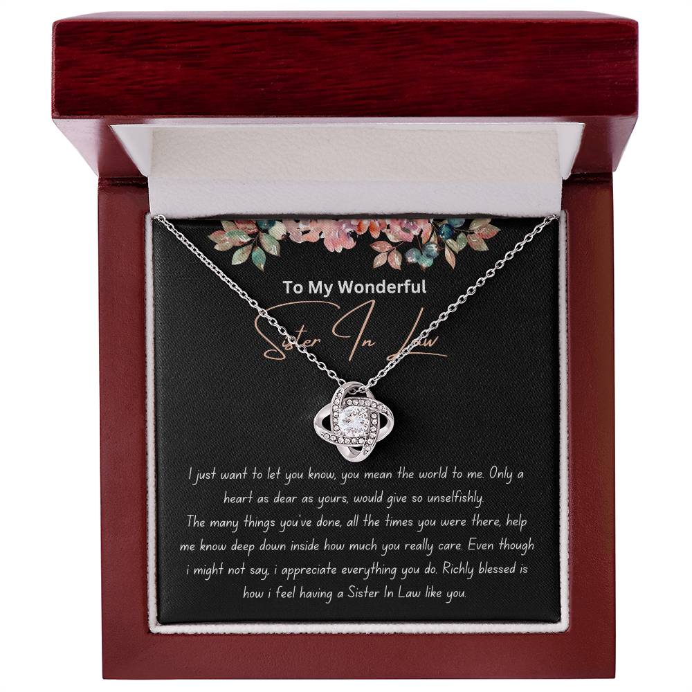 To My Wonderful Sister In Law - Richly Blessed - Love Knot Necklace