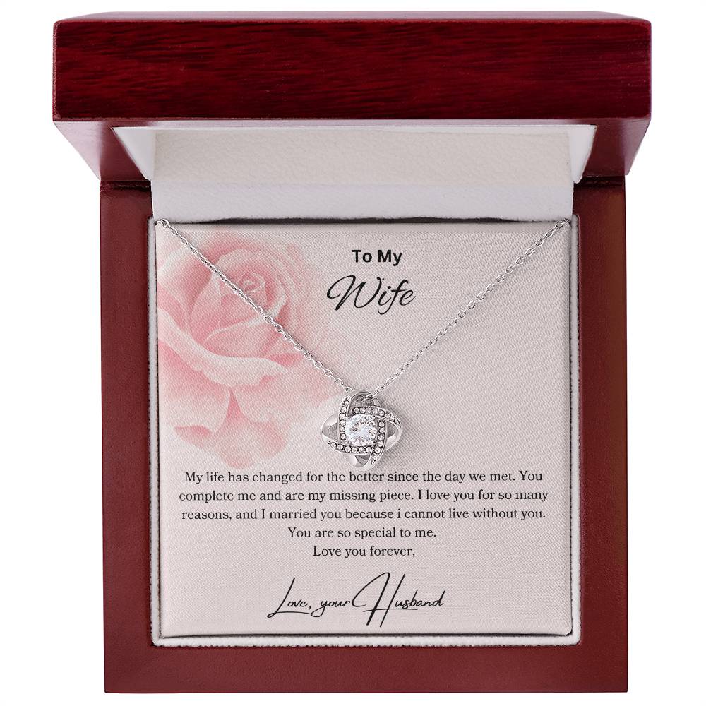 To My Wife - You Complete Me - Love Knot Necklace - Love your Husband