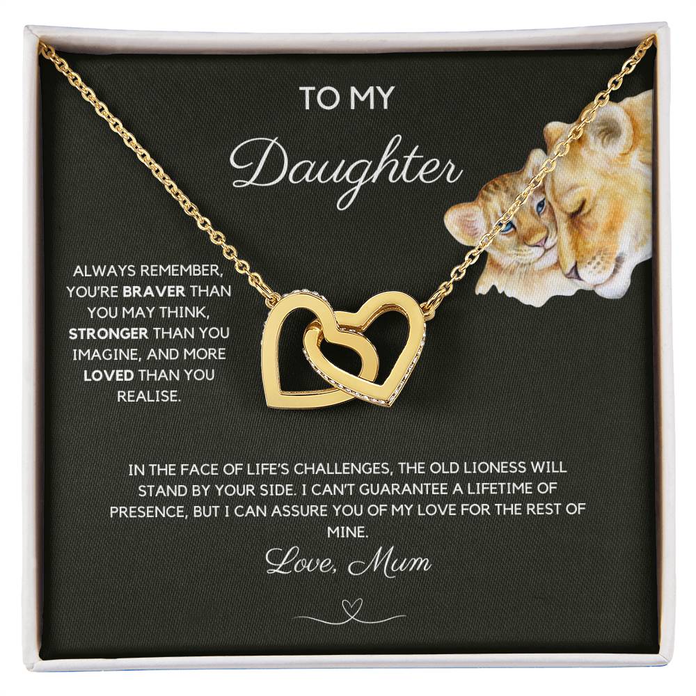 To My Daughter - Always Remember - Interlocking Hearts Necklace - Love Mum