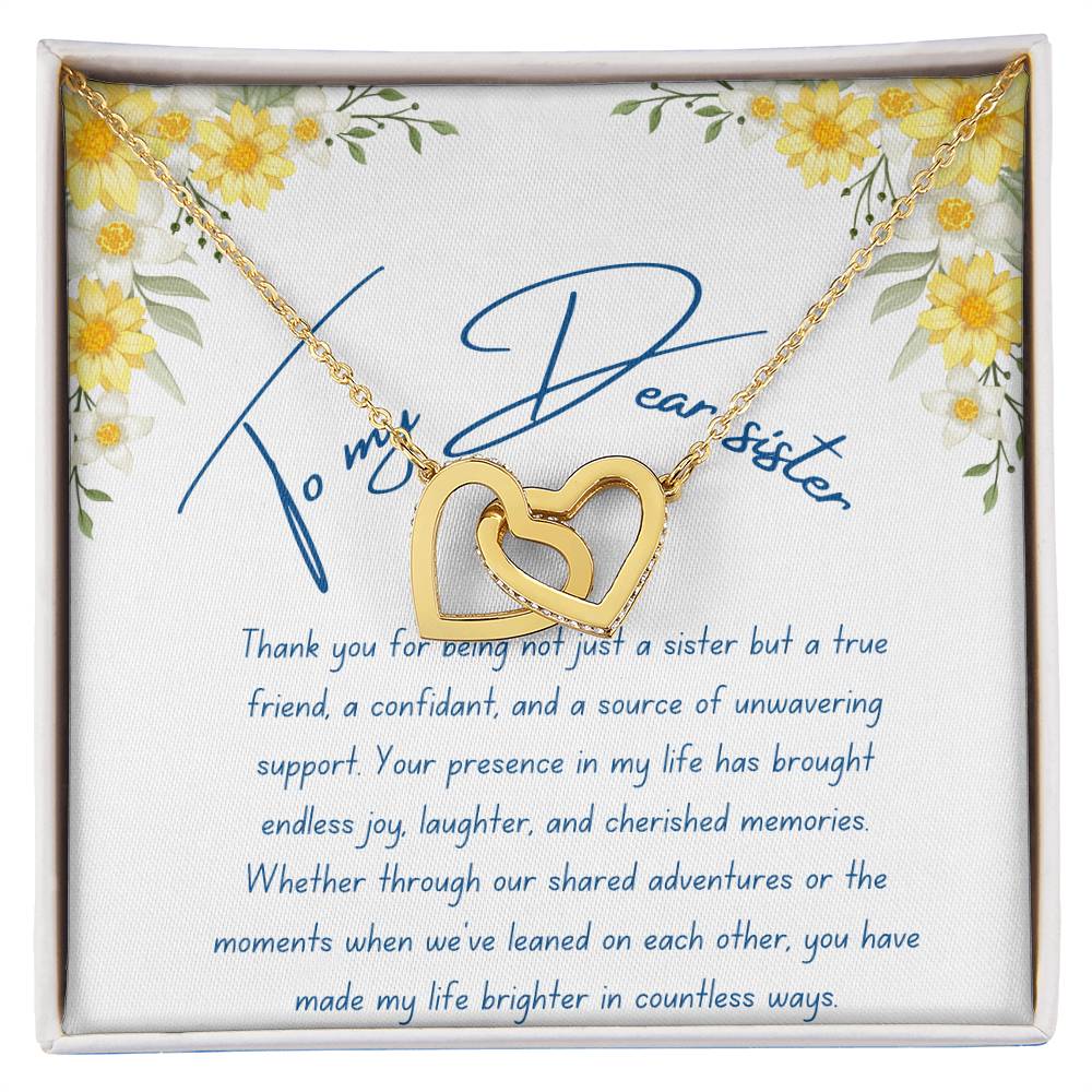 To My Dear Sister- Cherished Memories - Interlocking Hearts Necklace