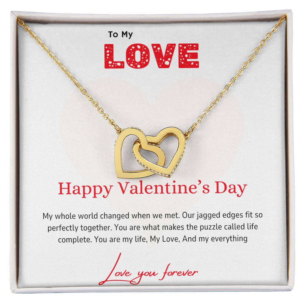 To My Love - Perfectly Together - Interlocking Hearts Necklace - Love You Forever