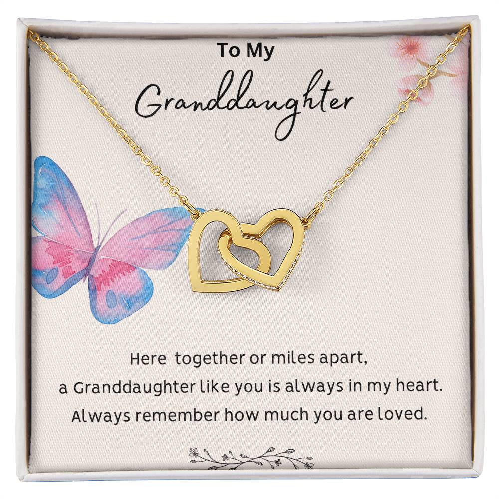 To My Granddaughter - Always Remember - Interlocking Hearts Necklace