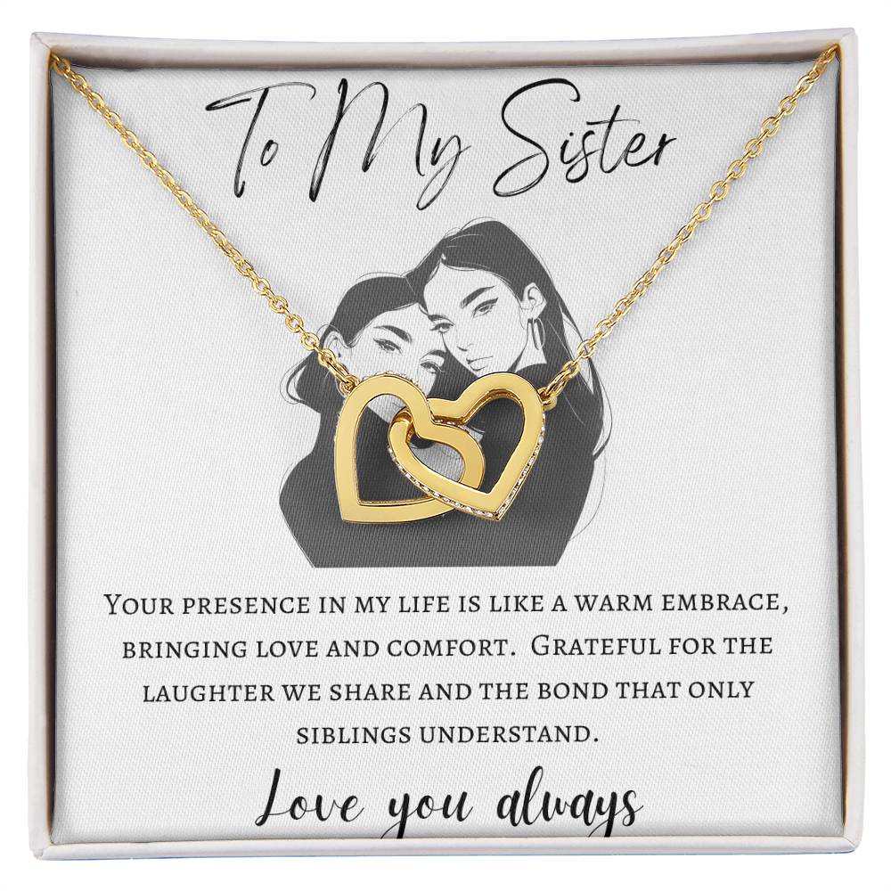 To My Sister - Warm Embrace - Interlocking Hearts Necklace - Love You Always