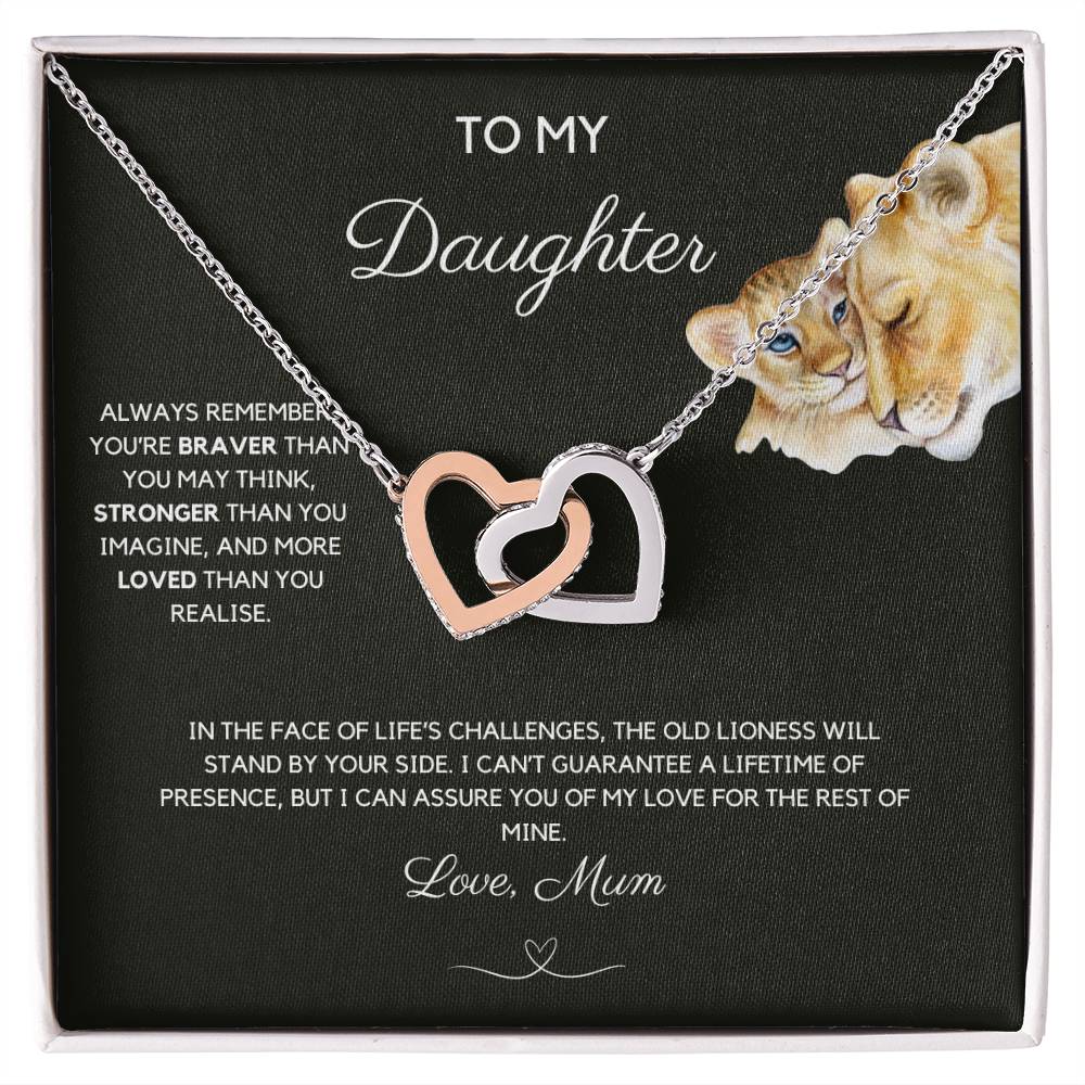 To My Daughter - Always Remember - Interlocking Hearts Necklace - Love Mum