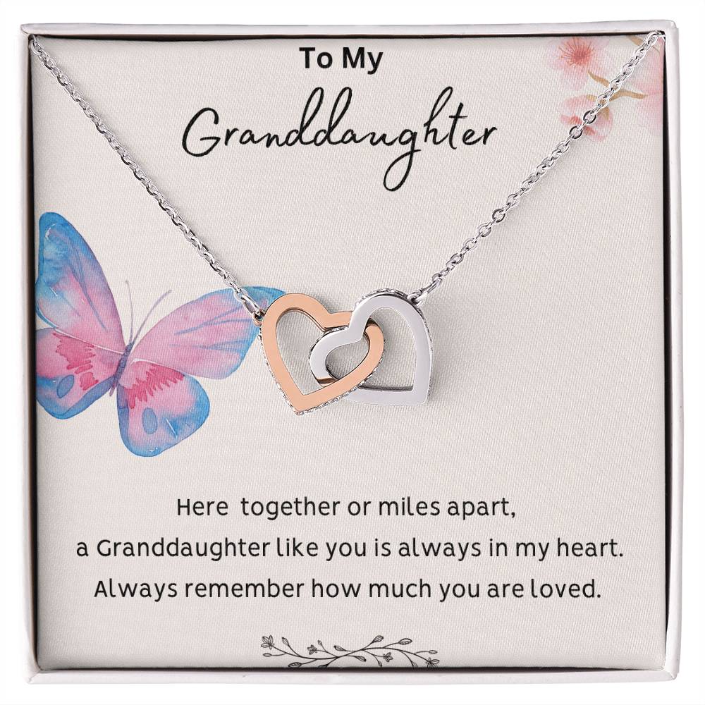 To My Granddaughter - Always Remember - Interlocking Hearts Necklace