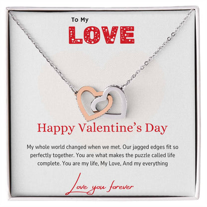 To My Love - Perfectly Together - Interlocking Hearts Necklace - Love You Forever