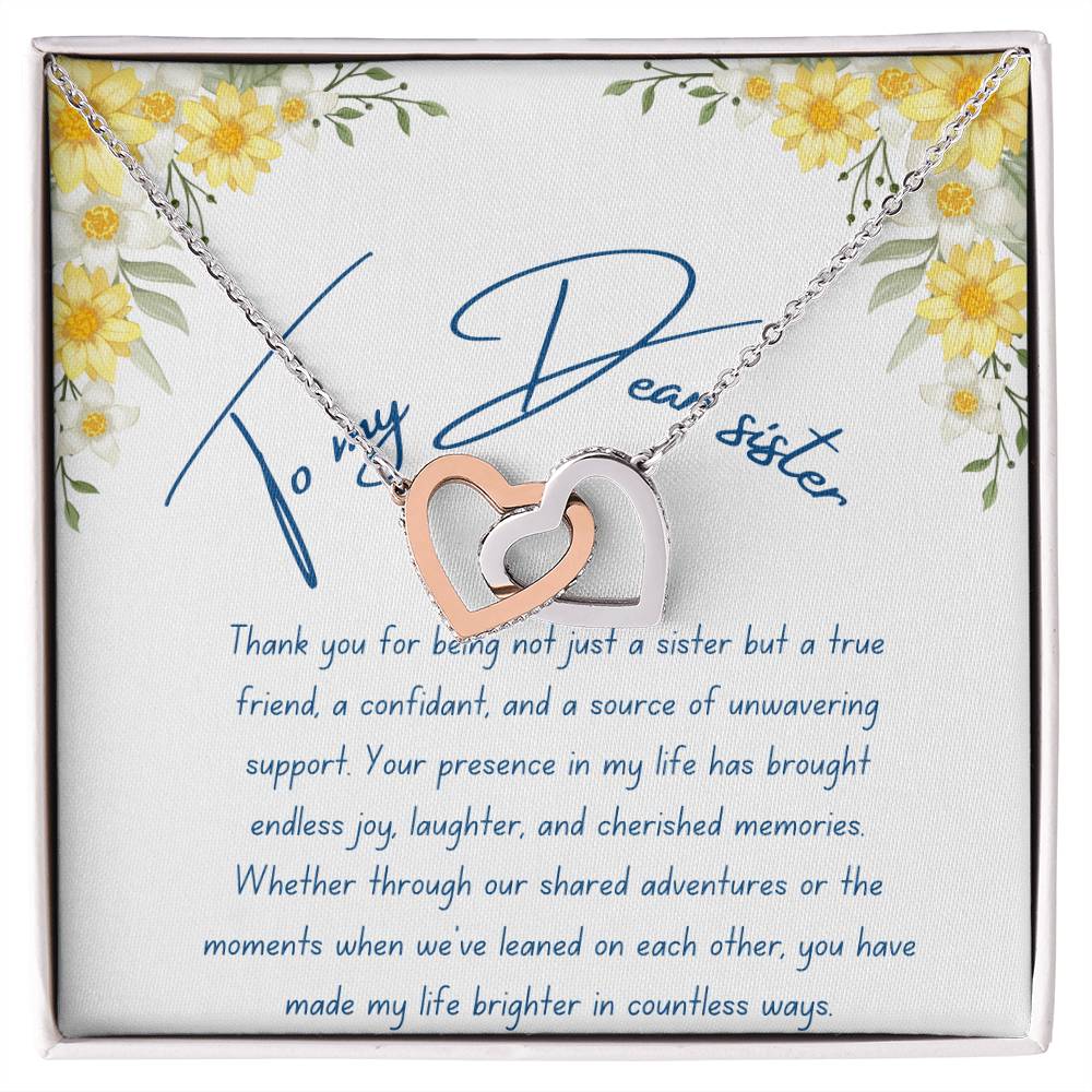 To My Dear Sister- Cherished Memories - Interlocking Hearts Necklace