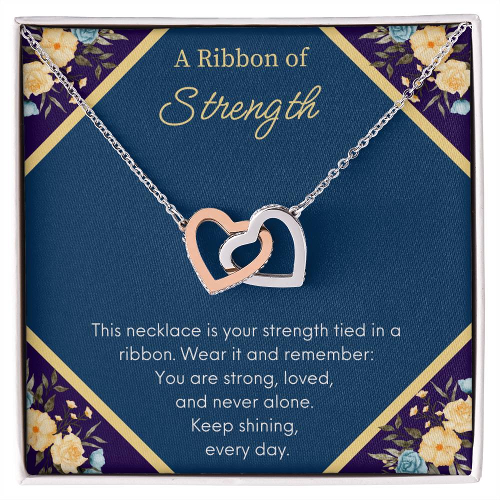 A Ribbon Of Strength - Keep Shining - Interlocking Hearts Necklace