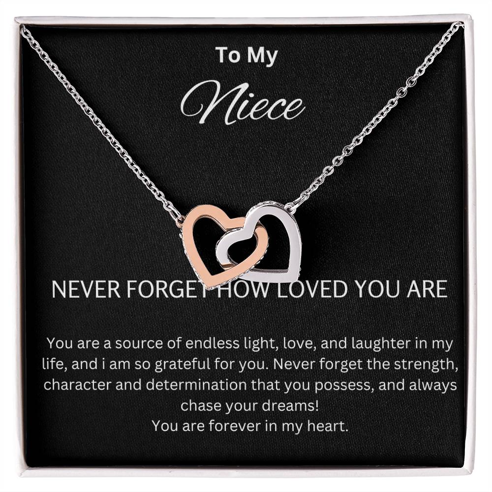 To My Niece - Chase Your Dreams - Interlocking Hearts Necklace