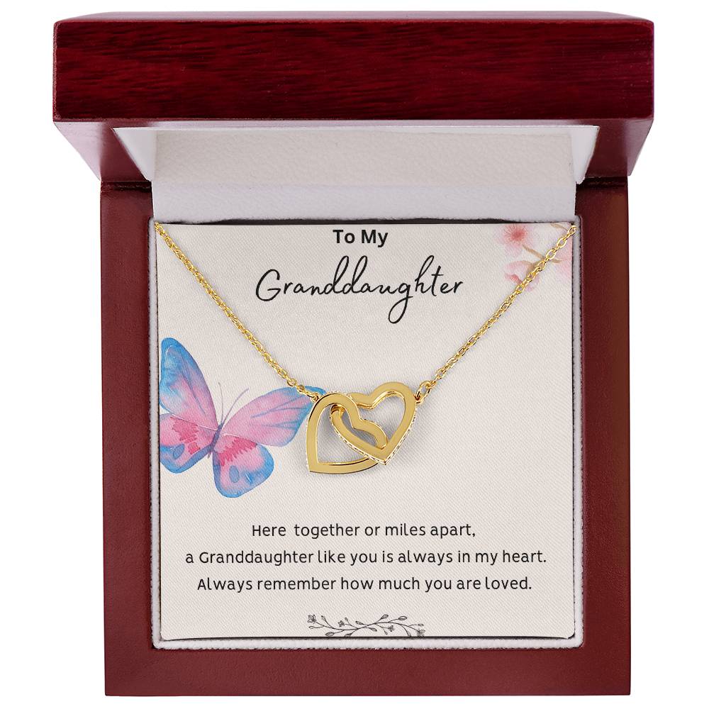 To My Granddaughter - Always Remember - Interlocking Hearts Necklace