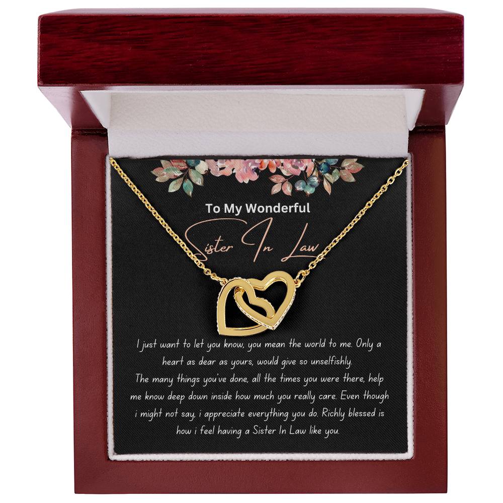 To My Wonderful Sister In Law - Richly Blessed - Interlocking Hearts Necklace