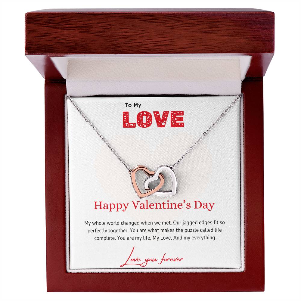 To My Love - Perfectly Together - Interlocking Hearts Necklace - Love You Forever