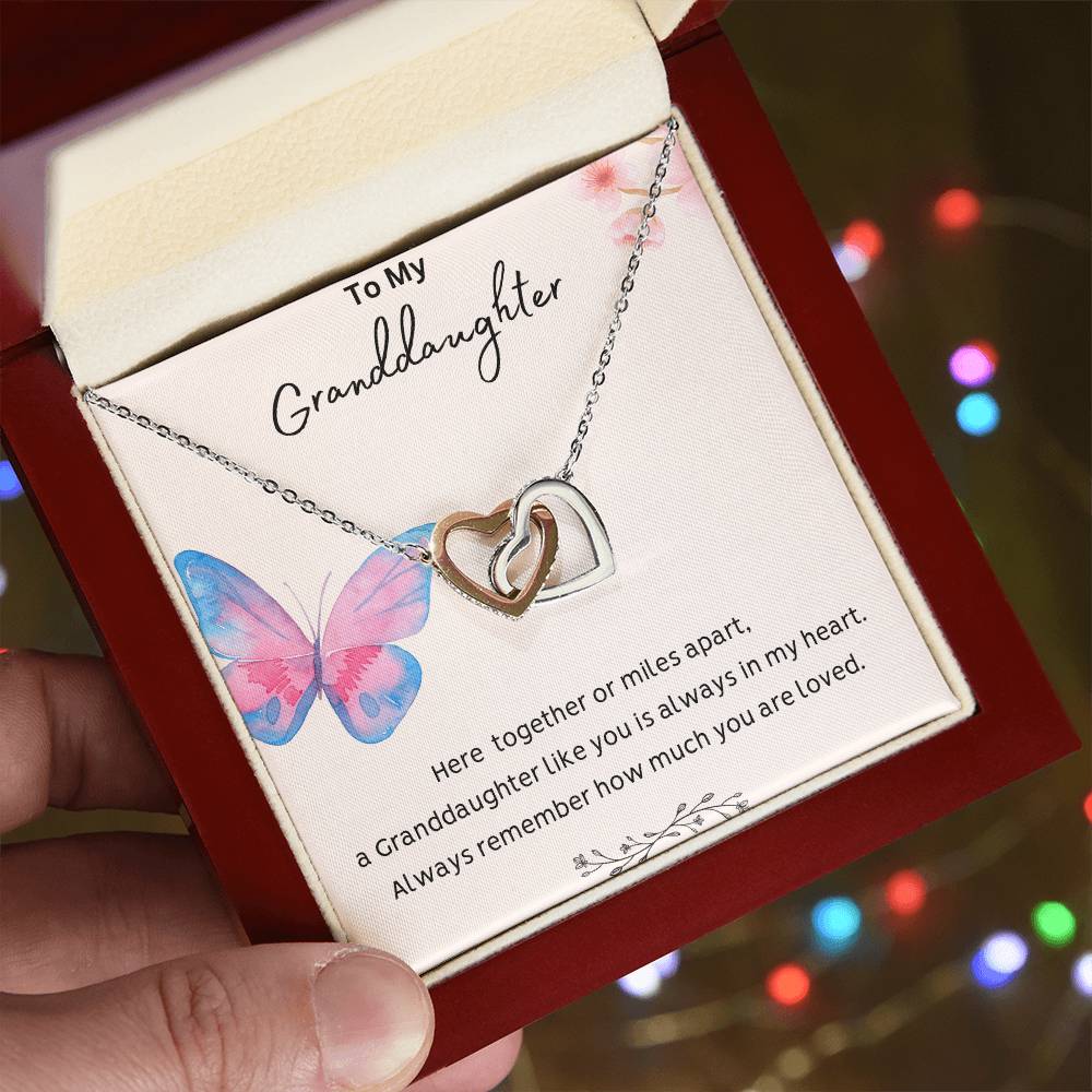 To My Granddaughter - Always Remember - Interlocking Hearts Necklace