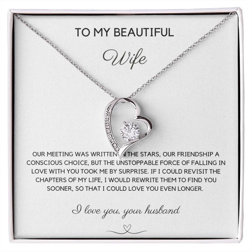 TO MY BEAUTIFUL WIFE - WRITTEN IN THE STARS - FOREVER LOVE NECKLACE - LOVE YOUR HUSBAND