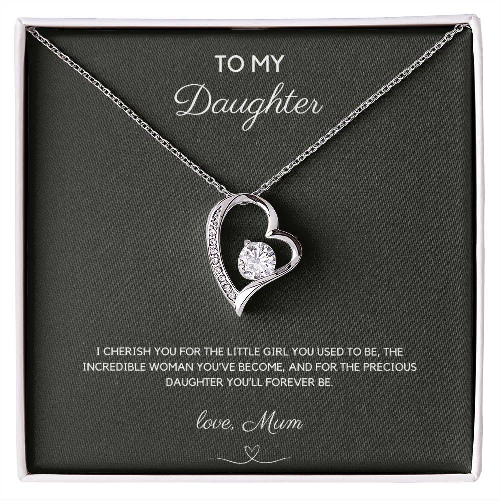 To My Daughter - I Cherish You - Forever Love Necklace - Love Mum