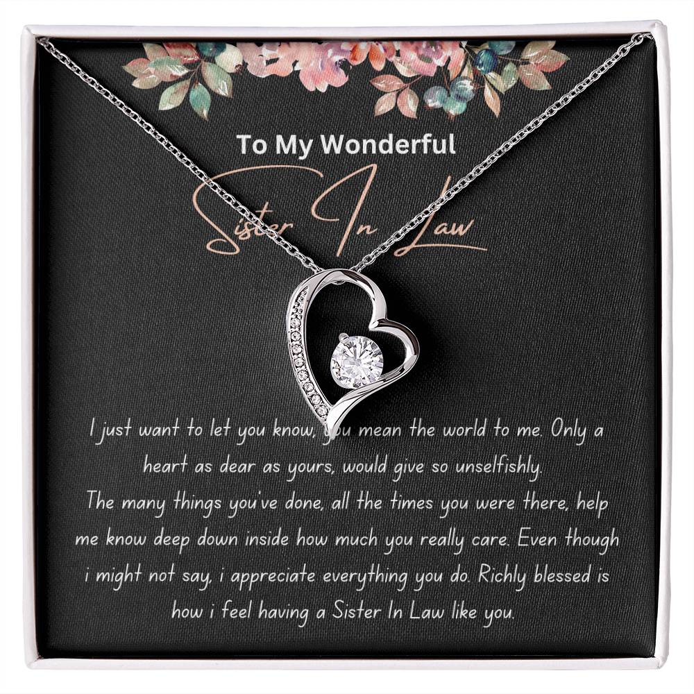 To My Wonderful Sister In Law - Richly Blessed - Forever Love Necklace