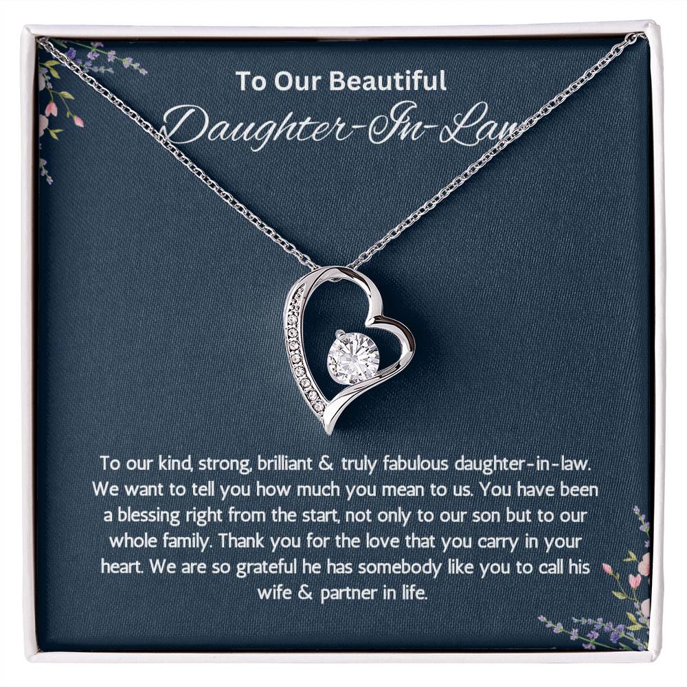 To Our Beautiful Daughter-In-Law - Truly Fabulous - Forever Love Necklace