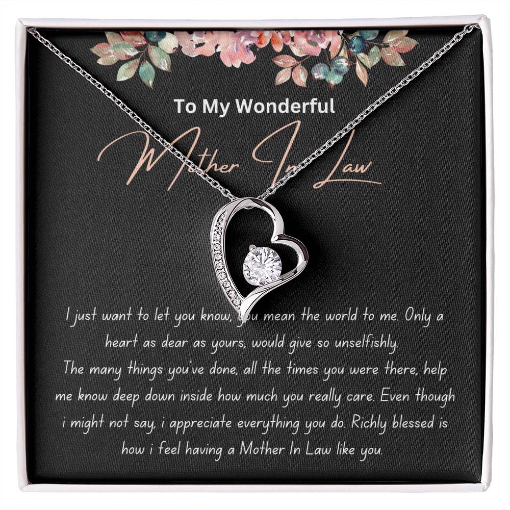 To My Wonderful Mother In Law - Richly Blessed - Forever Love Necklace