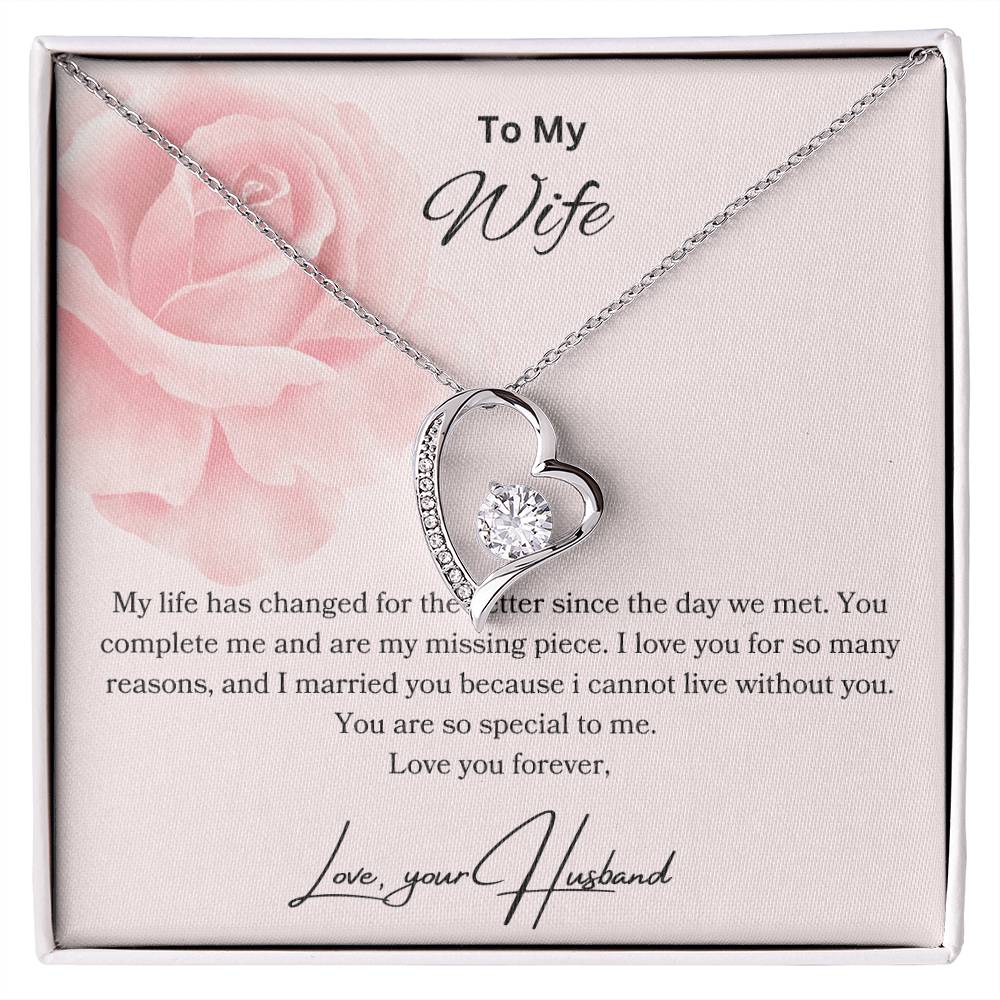 To My Wife - You Complete Me - Forever Love Necklace - Love your Husband