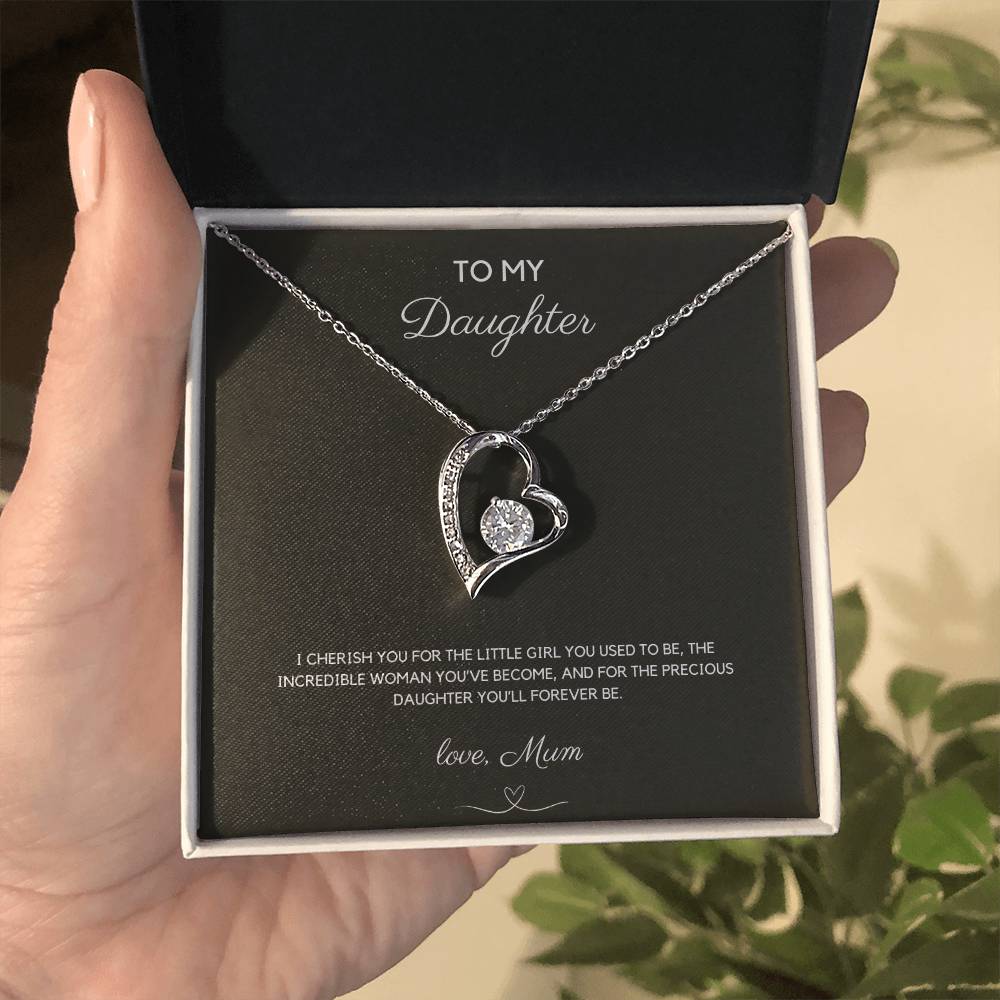 To My Daughter - I Cherish You - Forever Love Necklace - Love Mum