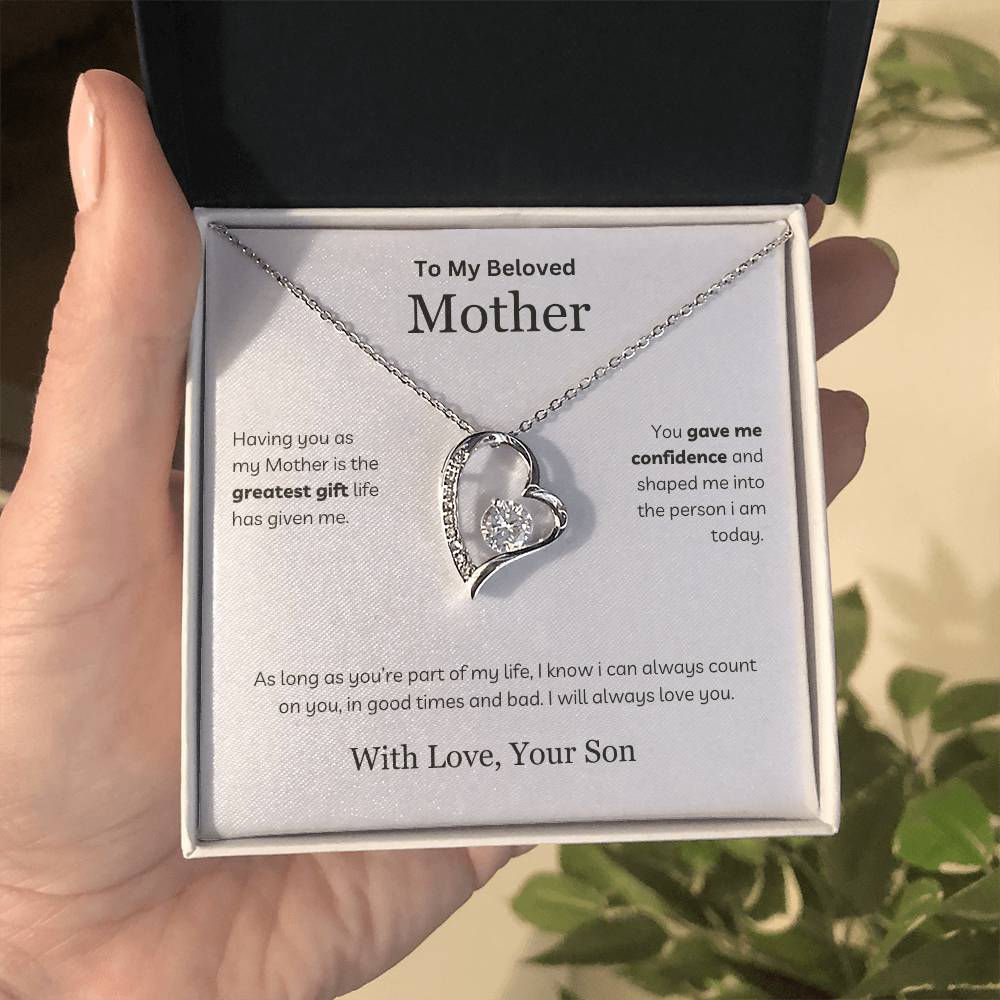 To My Beloved Mother - Forever Love Necklace - Your Son  (FREE GIFT BAG)