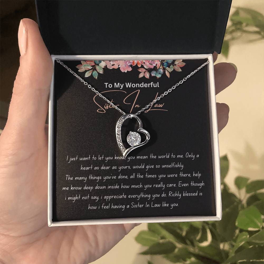 To My Wonderful Sister In Law - Richly Blessed - Forever Love Necklace