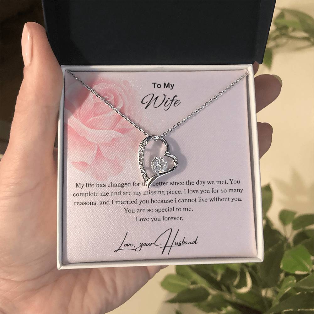 To My Wife - You Complete Me - Forever Love Necklace - Love your Husband