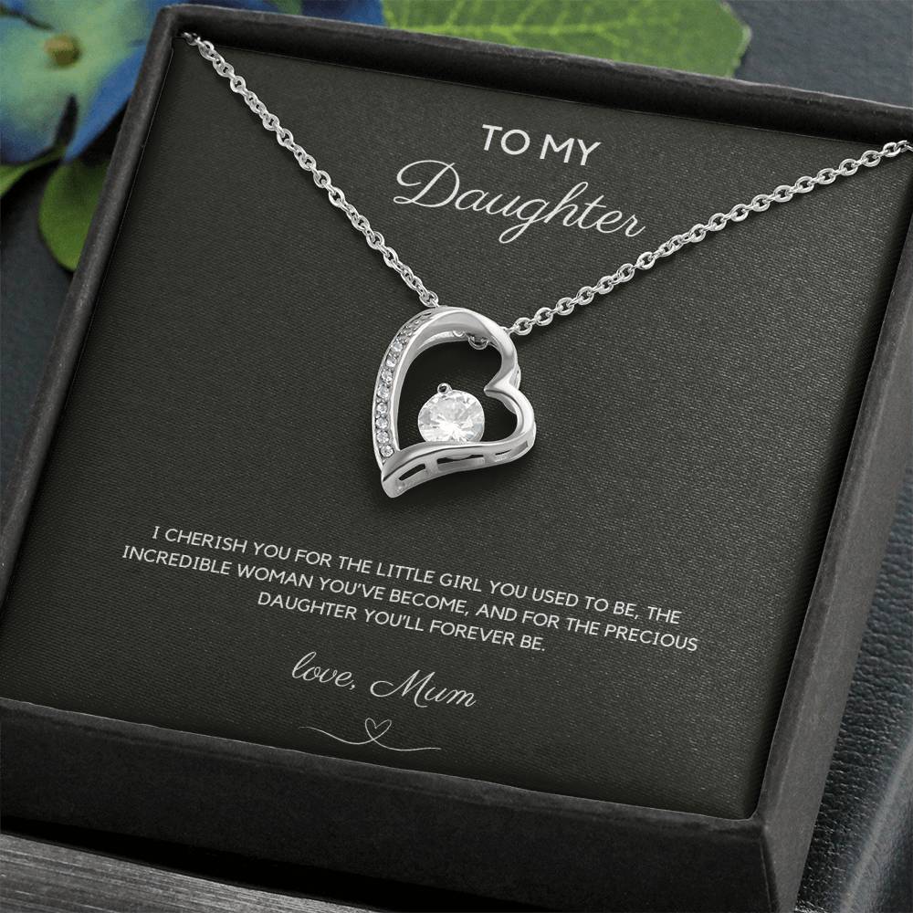 To My Daughter - I Cherish You - Forever Love Necklace - Love Mum