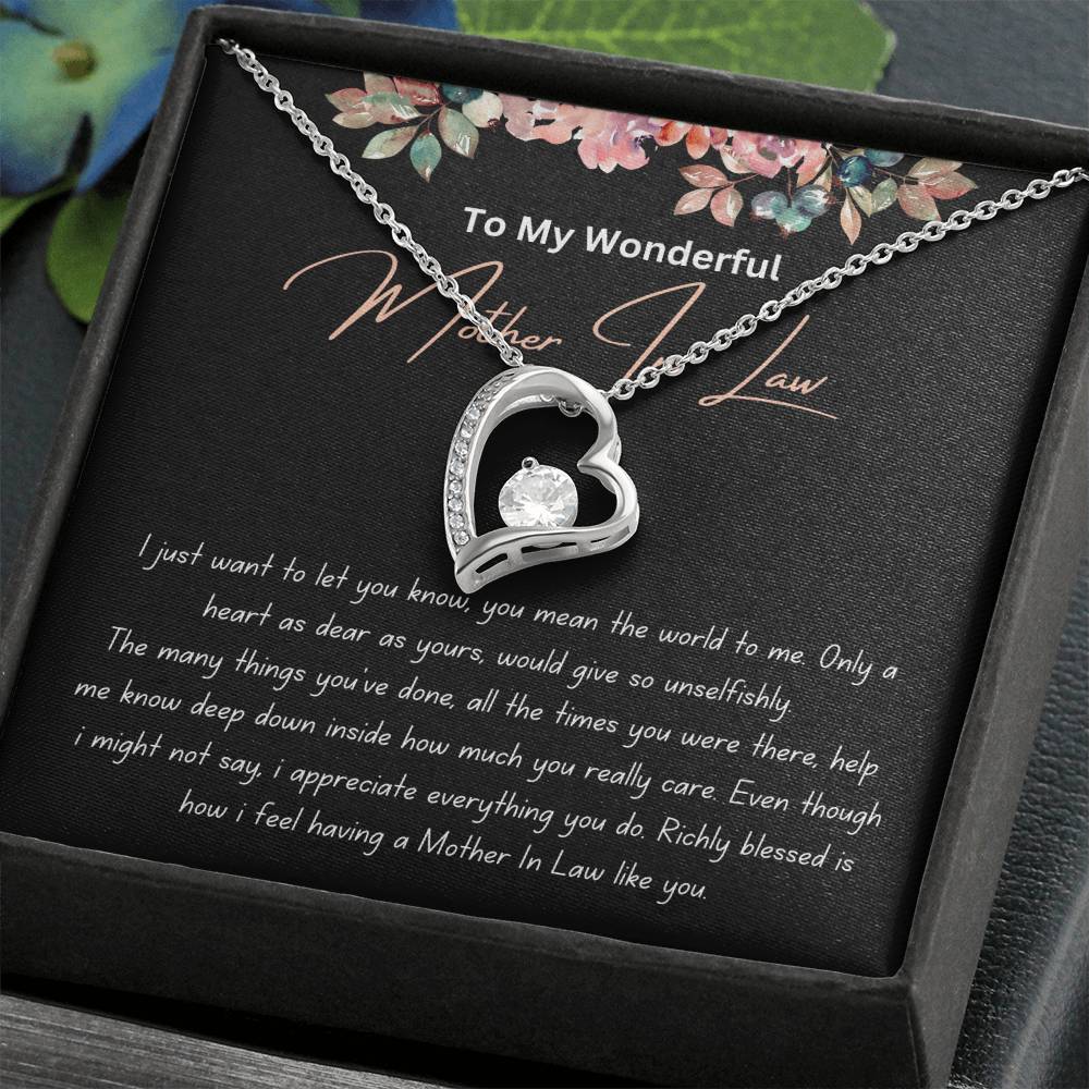 To My Wonderful Mother In Law - Richly Blessed - Forever Love Necklace