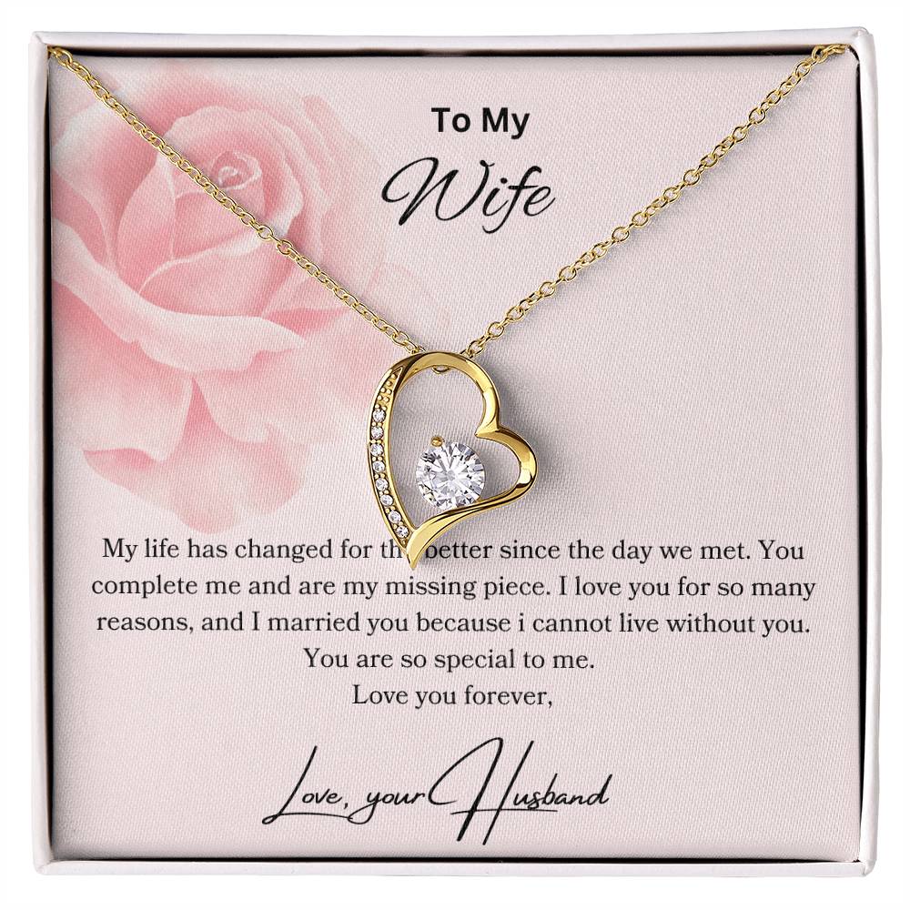 To My Wife - You Complete Me - Forever Love Necklace - Love your Husband