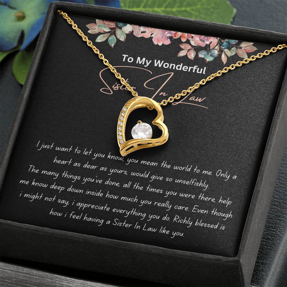 To My Wonderful Sister In Law - Richly Blessed - Forever Love Necklace