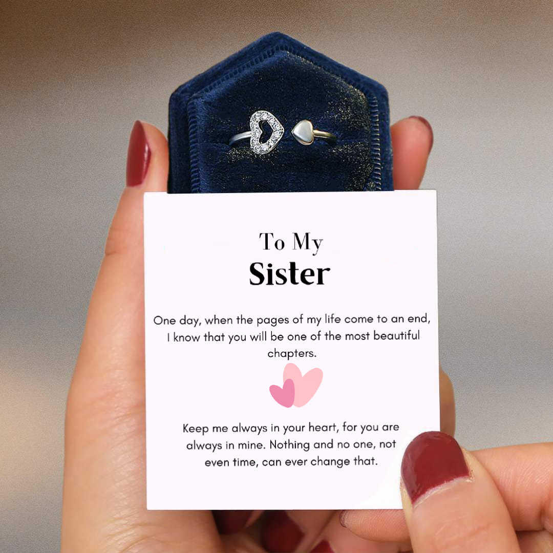 TO MY SISTER - MOST BEAUTIFUL CHAPTER - STERLING HEART HARMONY RING